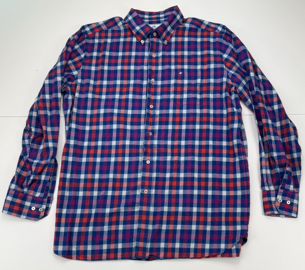 Southern Tide Shirt Mens L Classic Fit Blue Red Purple Plaid Button Down Cotton